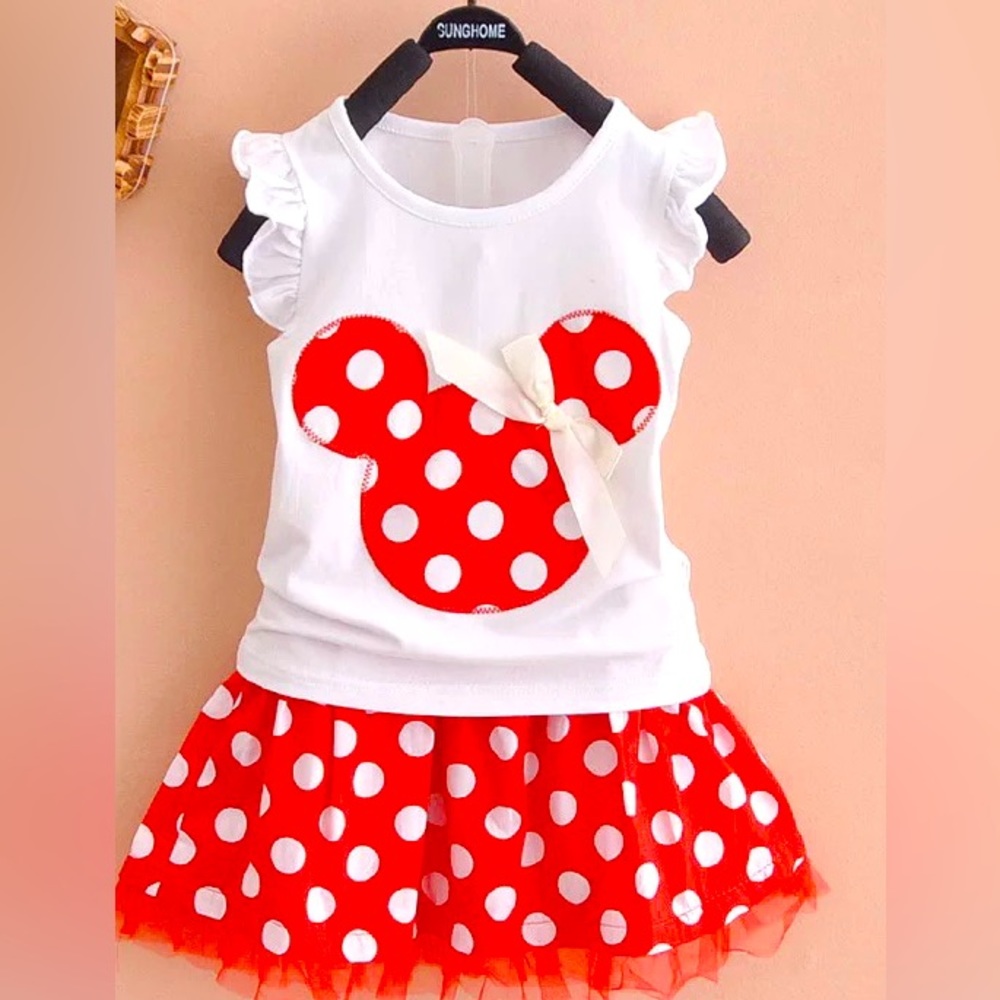Minnie Mouse inspired 2 piece set- red
